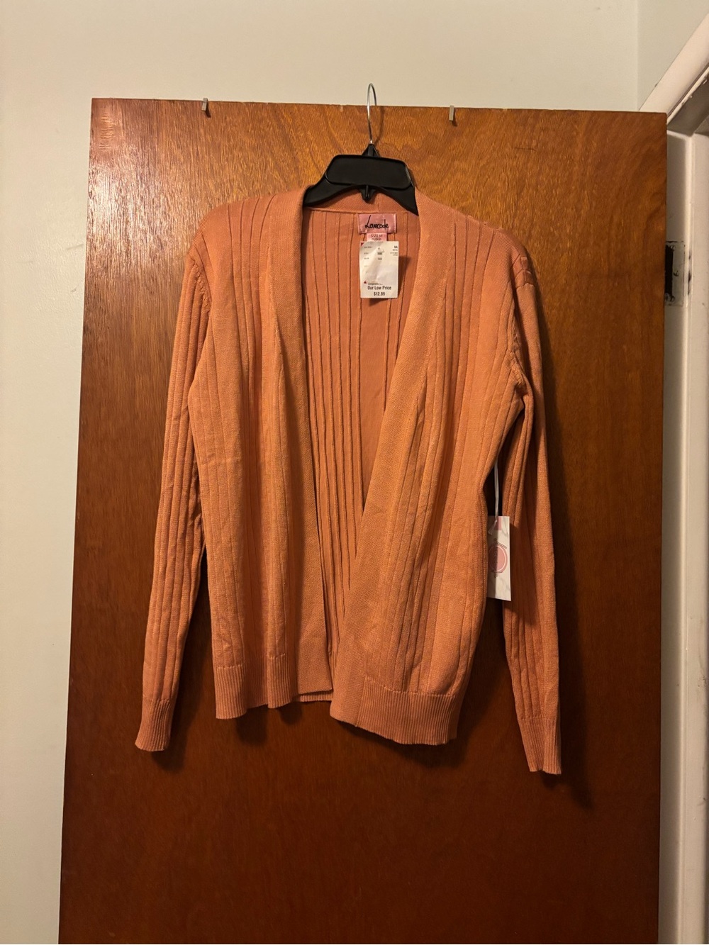 Open-Front Ribbed Cardigan Sweater - Orange